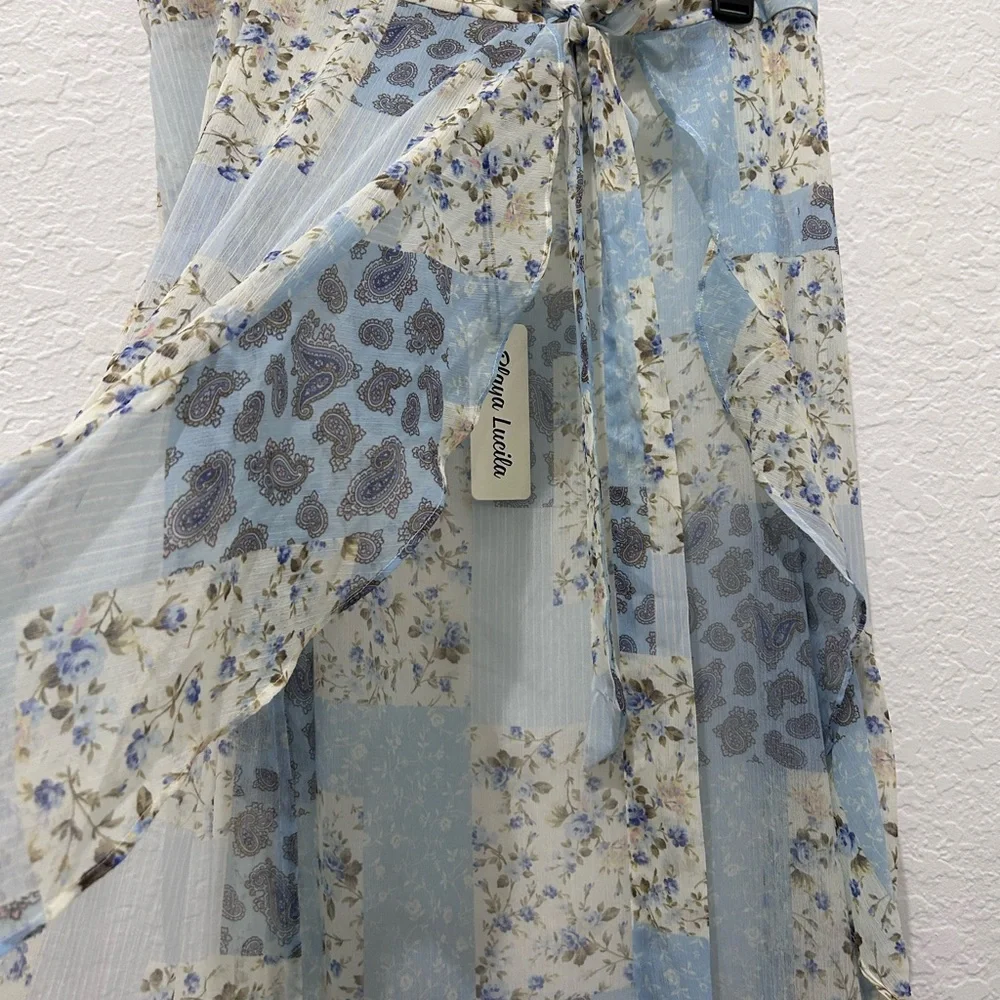 PLAYA LUCILE • Blue Patchwork Sarong • sz Small • - Picture 6 of 16